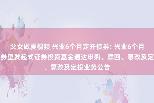 父女做爱视频 兴业6个月定开债券: 兴业6个月按时通达债券型发起式证券投资基金通达申购、赎回、篡改及定投业务公告