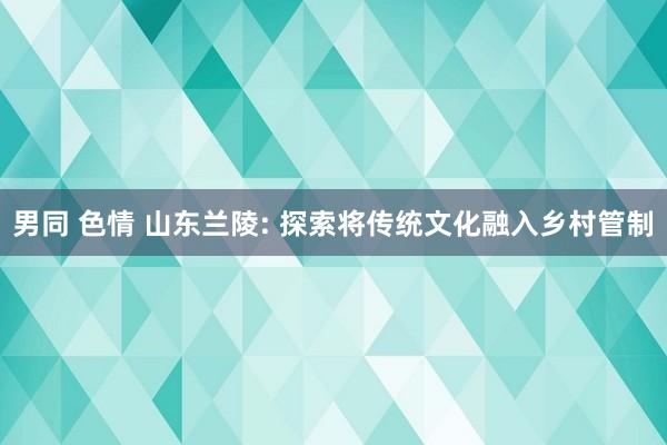 男同 色情 山东兰陵: 探索将传统文化融入乡村管制