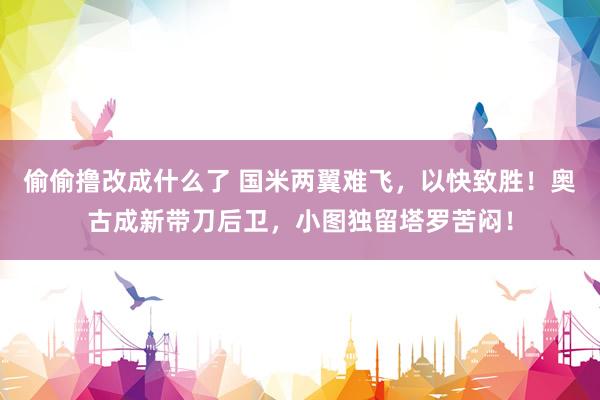 偷偷撸改成什么了 国米两翼难飞，以快致胜！奥古成新带刀后卫，小图独留塔罗苦闷！