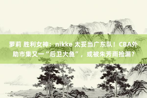 萝莉 胜利女神：nikke 太妥当广东队！CBA外助市集又一“后卫大鱼”，或被朱芳雨捡漏？