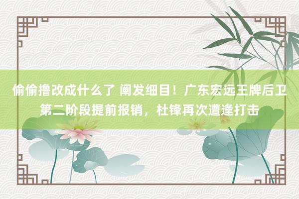 偷偷撸改成什么了 阐发细目！广东宏远王牌后卫第二阶段提前报销，杜锋再次遭逢打击
