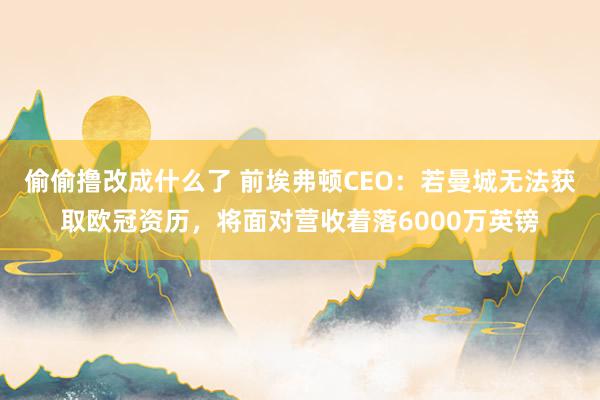 偷偷撸改成什么了 前埃弗顿CEO：若曼城无法获取欧冠资历，将面对营收着落6000万英镑