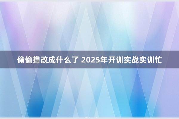 偷偷撸改成什么了 2025年开训实战实训忙